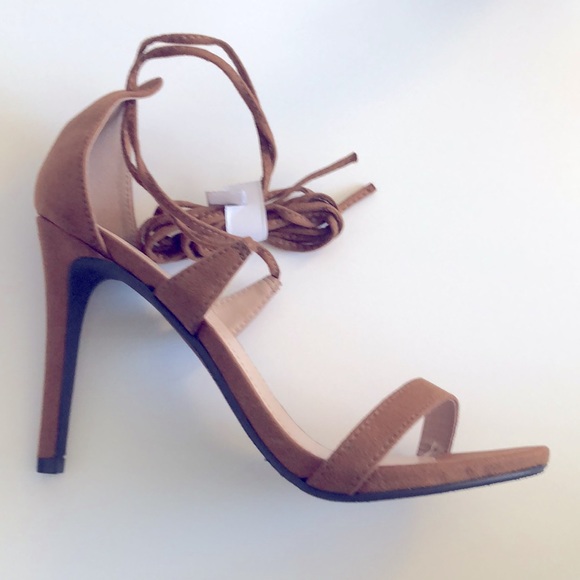 New Glam Brown Lace-up Heels - Picture 6 of 6